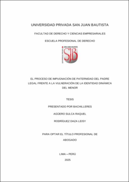 El proceso de impugnaci\u00f3n de paternidad del padre legal frente a la vulneraci\u00f3n de la identidad ...